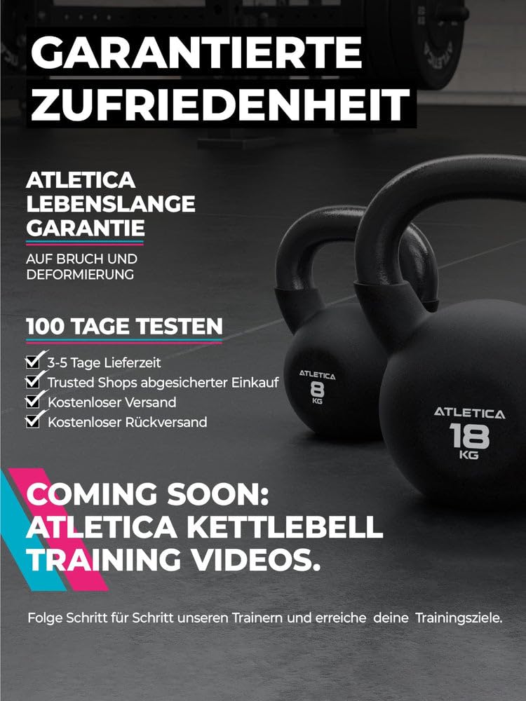 ATLETICA Kettlebell | 4 kg-32 kg | Look & Feel di alta qualità | Doppio rivestimento in neoprene, dimensioni a scelta