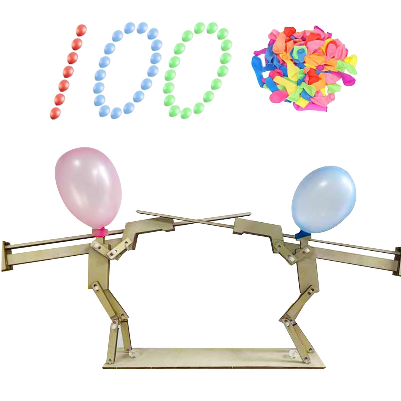 Balloon Battle,Handmade Wooden Fencing Puppets,Wooden Robot Battle Game for Two,Meilleur Jeu de Ballon Whack,Marionnettes D'escrimes Tir la Tête pour Fêtes