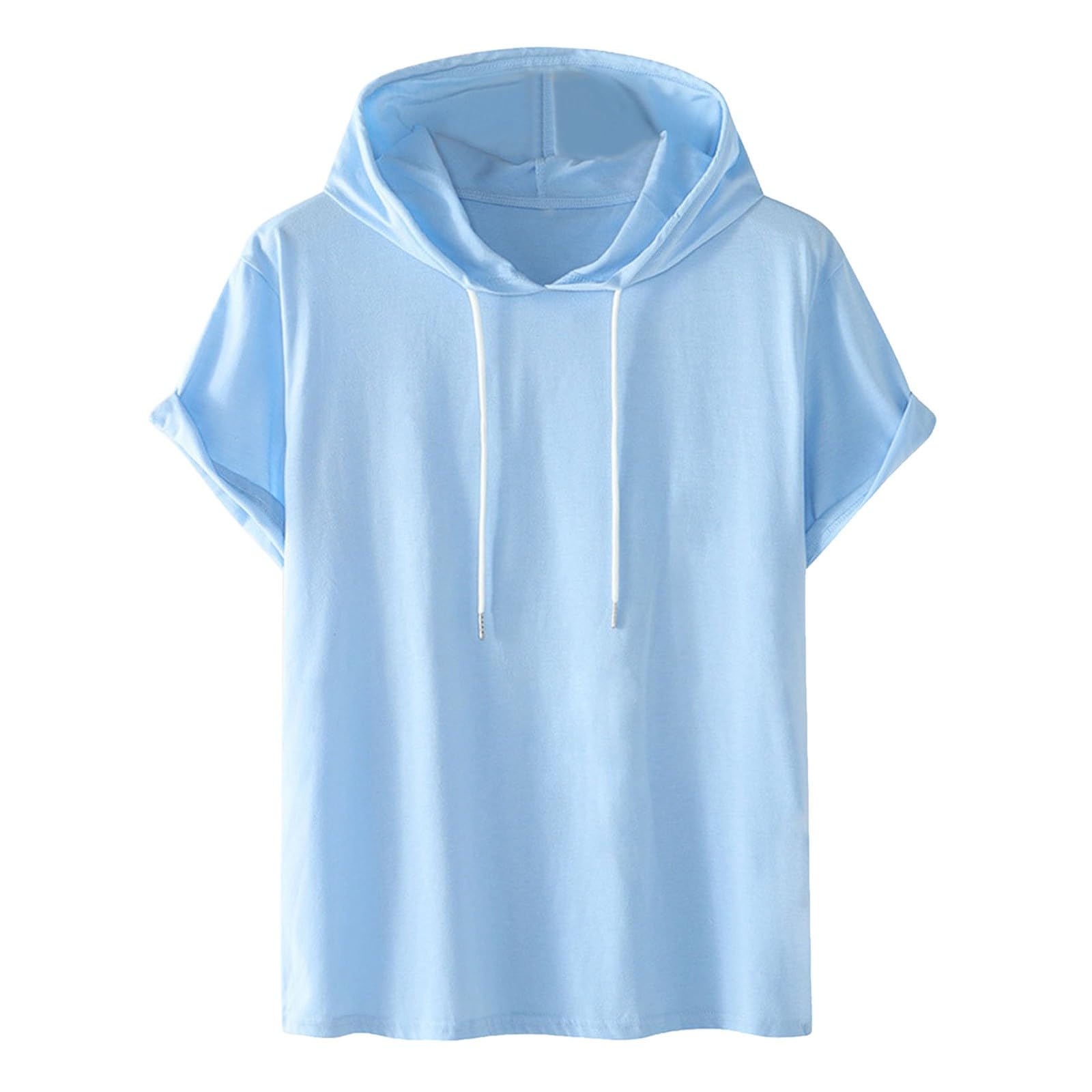 Sweat à capuche homme hoodie coton manches courtes tee-shirt 6f27 - 5