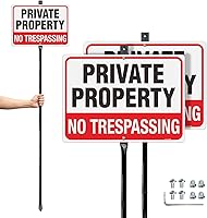 Vista 9 de T&R Cartel de Prohibido Pasar Propiedad Privada con Estaca en H para Exterior, Paquete de 3, 12"x8" de 0.040 de Aluminio Pesado Libre de Óxido