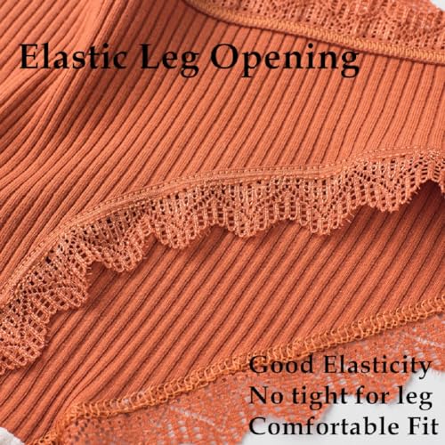Teen Girls Soft Ribbed Cotton Panties Breathable Comfort Lace Trim Hipster Panties4
