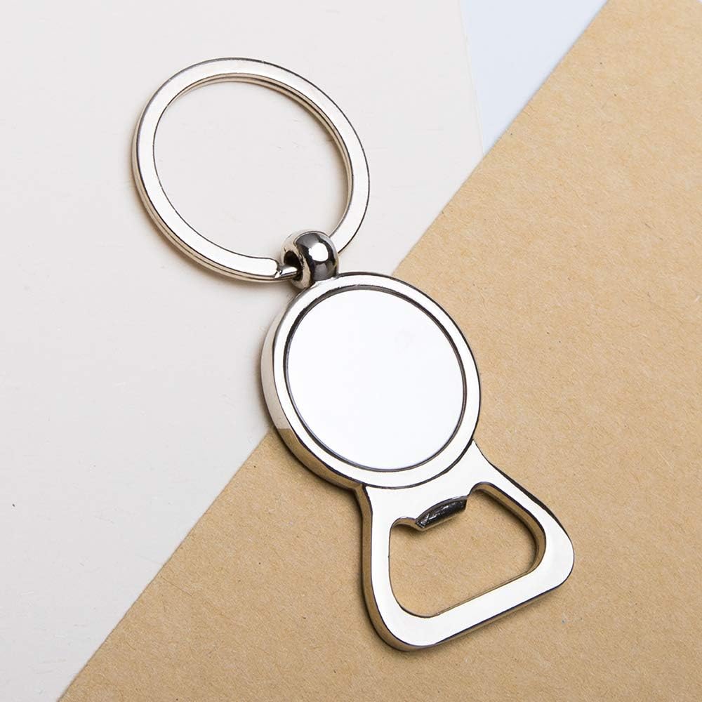 Fanery Sue Beer Bottle Opener Keychain Personalized Name Keychain Custom Key Tag Key Ring Engraved Any Message(Round) image 4
