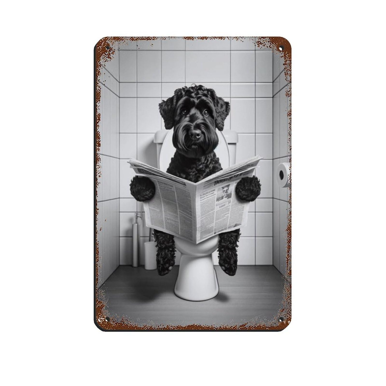 Black Russian Terrier Tin Sign Vintage Metal Pub Club Cafe Bar Home Wall Art Decoration Poster Retro 8x12inch(20x30cm)