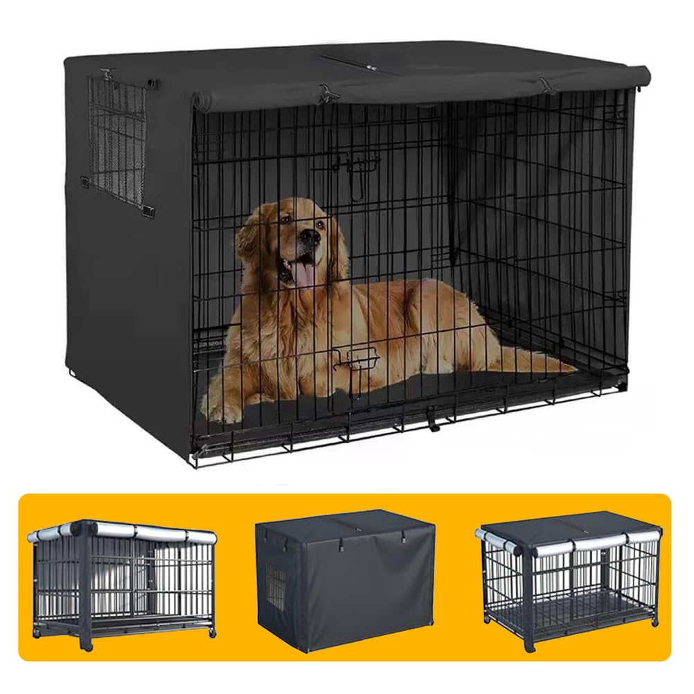 Copertura resistente per trasportino per cani con tende a rullo coperture per trasportini 600D finestre con rete di ventilazione universale solo copertura,Nero,107×71×76cm