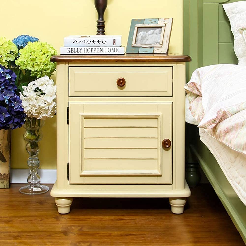 Comodino Semplice Comodino per Camera da Letto Ufficio Country Country Americano Pastorale Retro Storage Comodino Comodino in Legno Massello Comodino Tavolini Laterali Comodino Set Comfortable