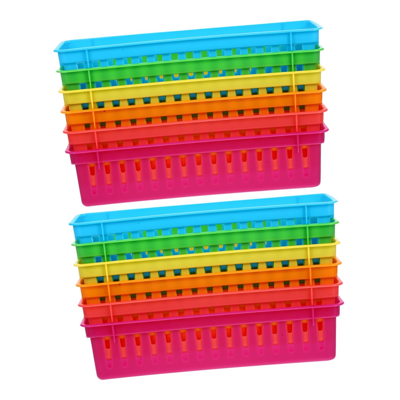 Tofficu 24piezas Cestas De Almacenamiento De Plástico Coloridas Para Lápices y Material Escolar Organizador Apilable De Para y Profesores