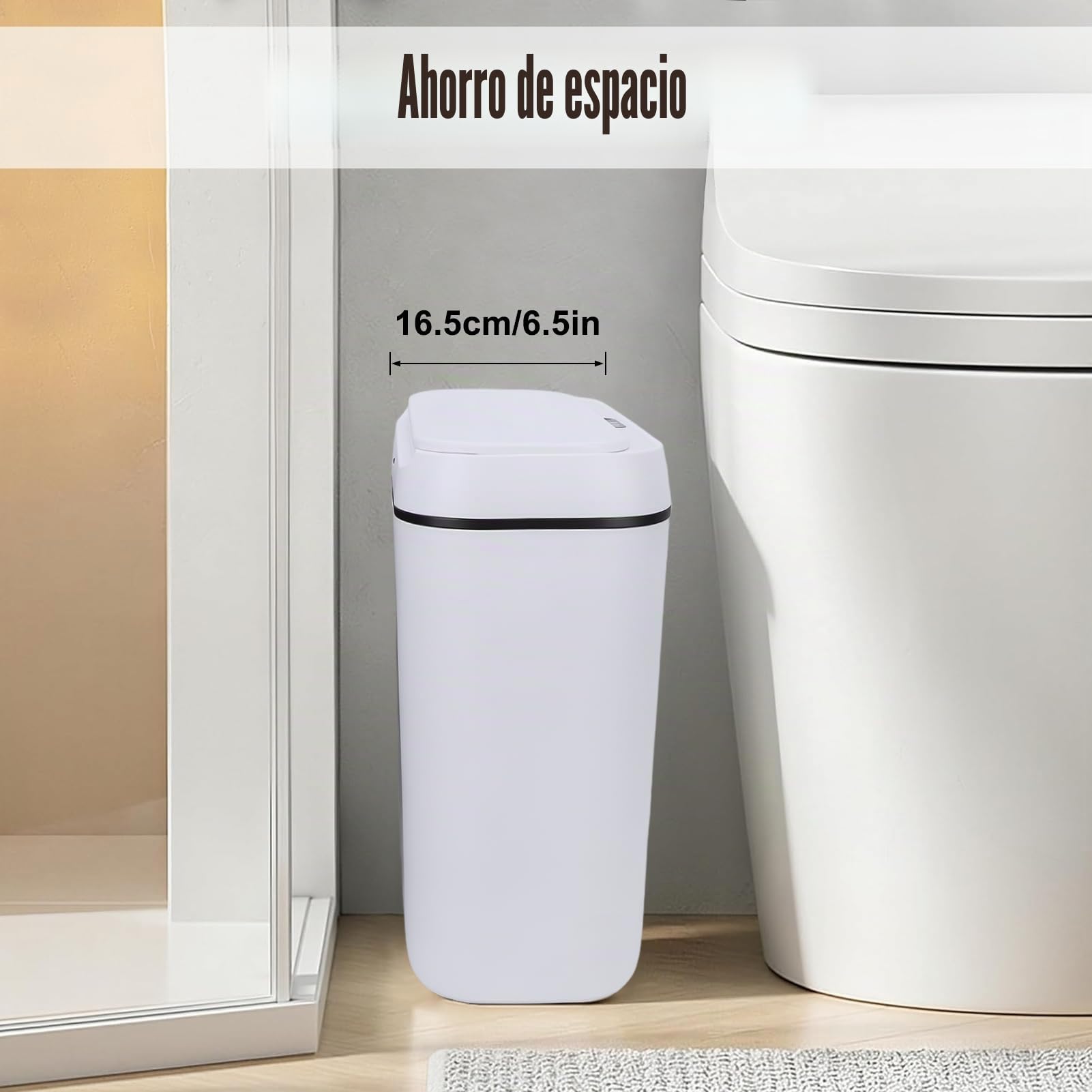 2 Papelera Baño,15 L Cubo Basura Automatico con Sensor de movimiento | Papelera Negra Blanco con Tapa ,a Prueba de Agua IPX5 para Cocina, Oficina, Sala de Estar