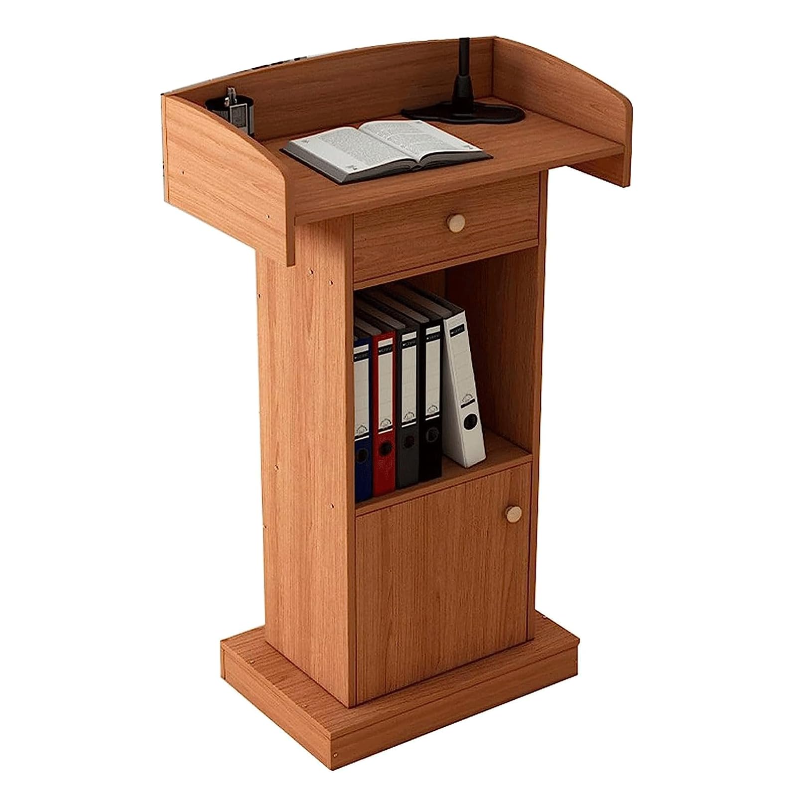 DUANHOZ Wooden Lectern Podium Stand with Spacious Drawers - Ideal for Churches, School Classrooms, Hotel Meeting Rooms - Multi-Functional Pulpit for Various Uses