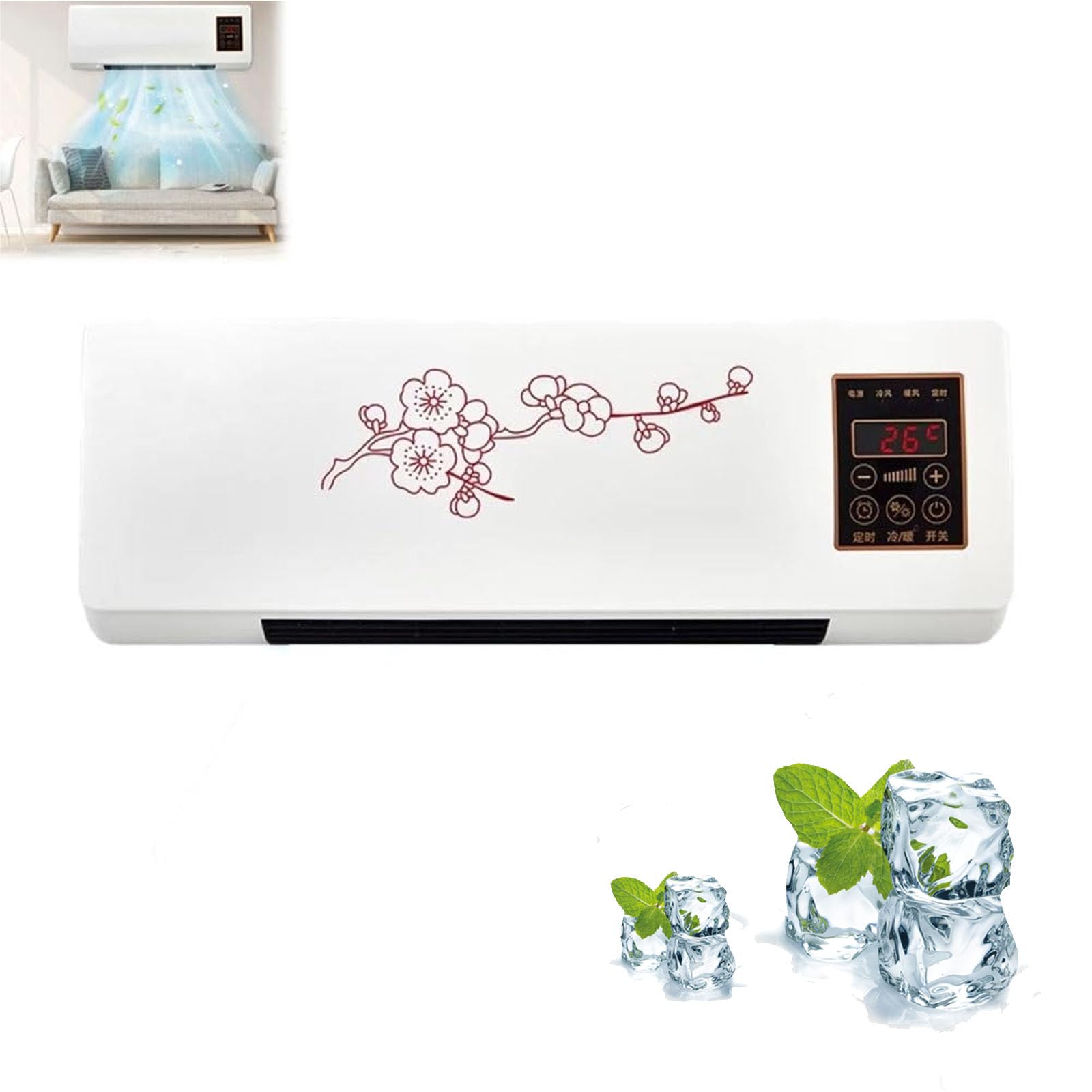 Scumlovy Wall Mounted Ductless Air Conditioner 2000W Split Cooling Unit with Remote Portable Mini AC for Bedroom Living Room