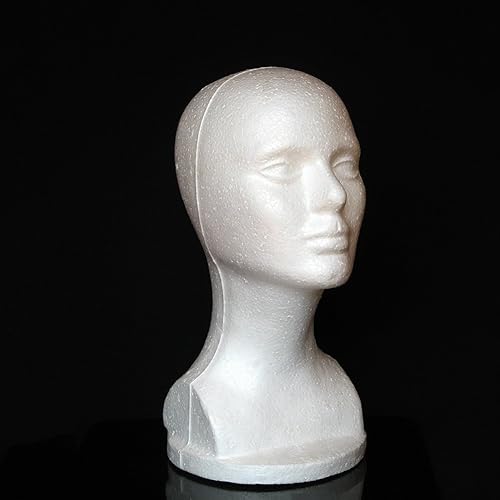 Miniatura 9 de Maniquí de espuma, modelo de cabeza femenina, peluca, sombrero, maniquí de espuma, color blanco (gris)