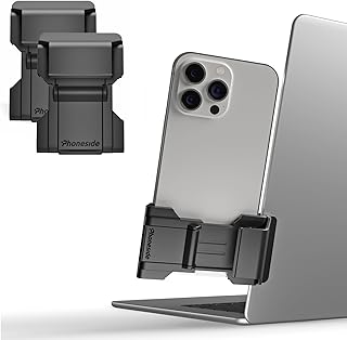 PhonesideOne - Support T&eacute;l&eacute;phone PC Ajustable Universel, Compatible avec Les Smartphones tels Que iPhone, Samsung, Huawei, Google Pixel, etc. (1, Black)