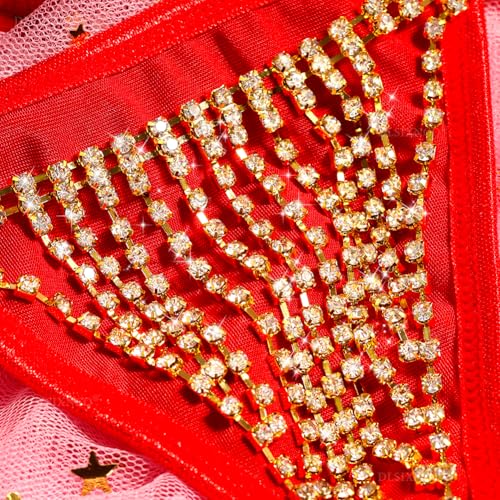Image of Chain Thong Underwear for Women, Adjustable Rhinestone Panties
