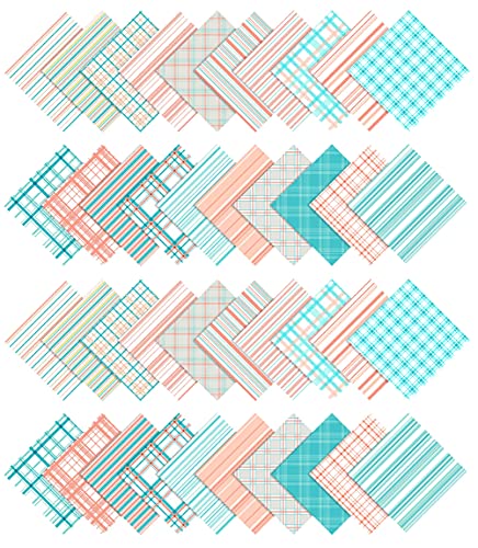 Coton quilting carres coupons pre-coupes pour patchwork facile aqua bleu