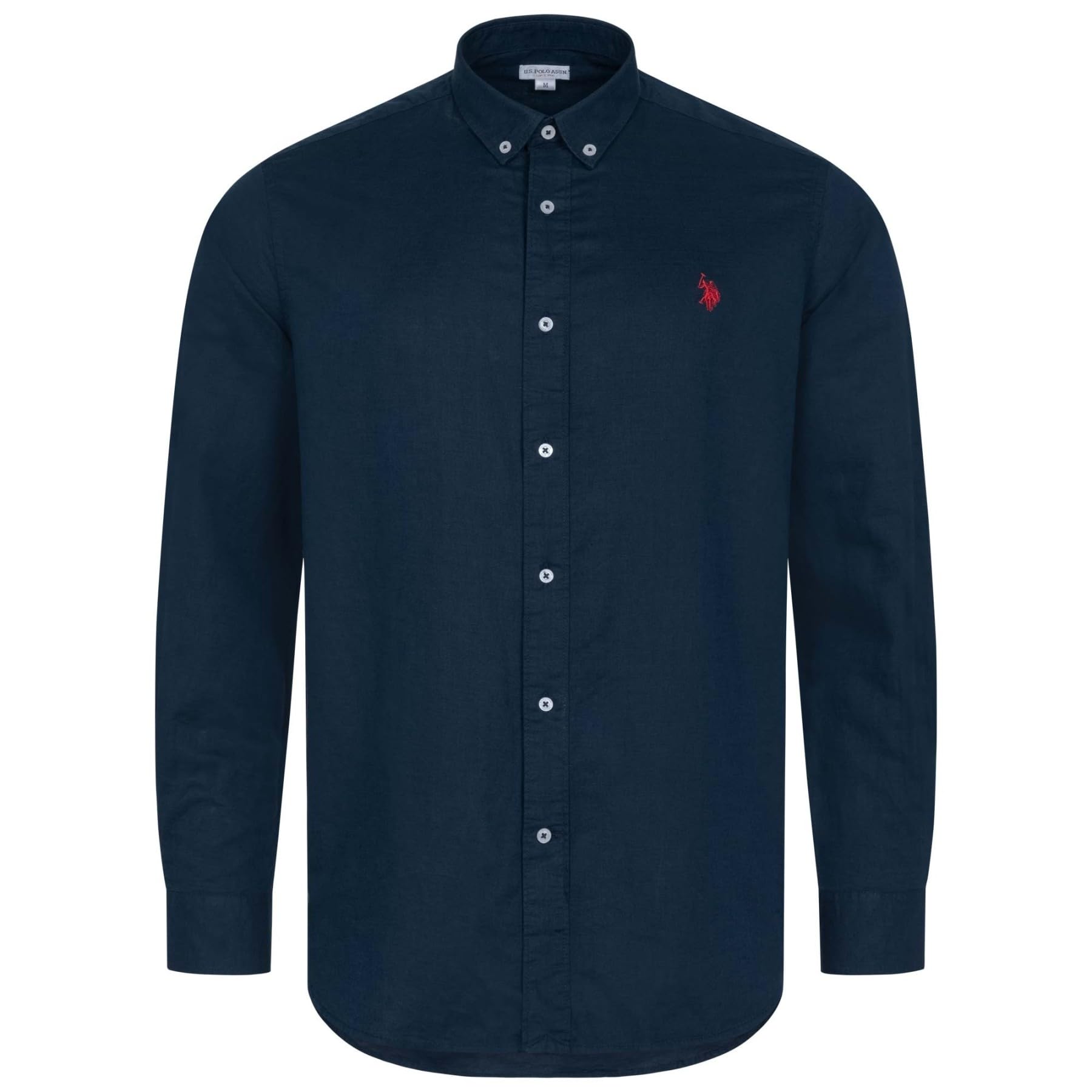U.S. POLO ASSN. Herren Hemd (S-3XL) Leinen-Baumwolle Langarm Button-Down P049