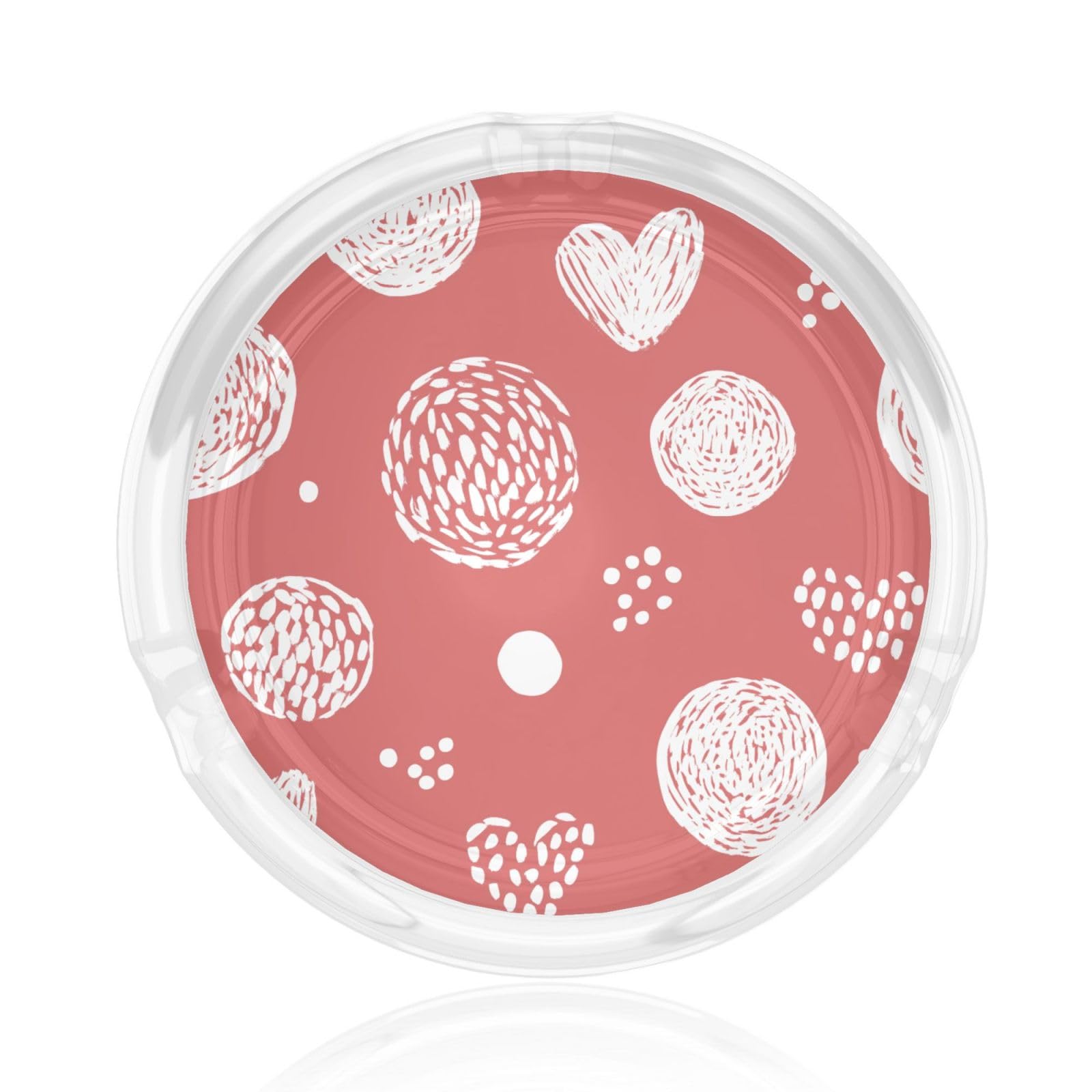 Abstract White Circles And Dots On Red Glass Ashtray For Cigarettes Ash Trays Case For Home Office Decor