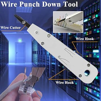 LETB Network Tool Kit Set, Cable Tester Repair Tools Wire Stripping Cutter, Coax Crimper Plug Crimping, Punch Down RJ11 RJ45 Cat5 Cat6 Wire Data Detector Stripper, (A)