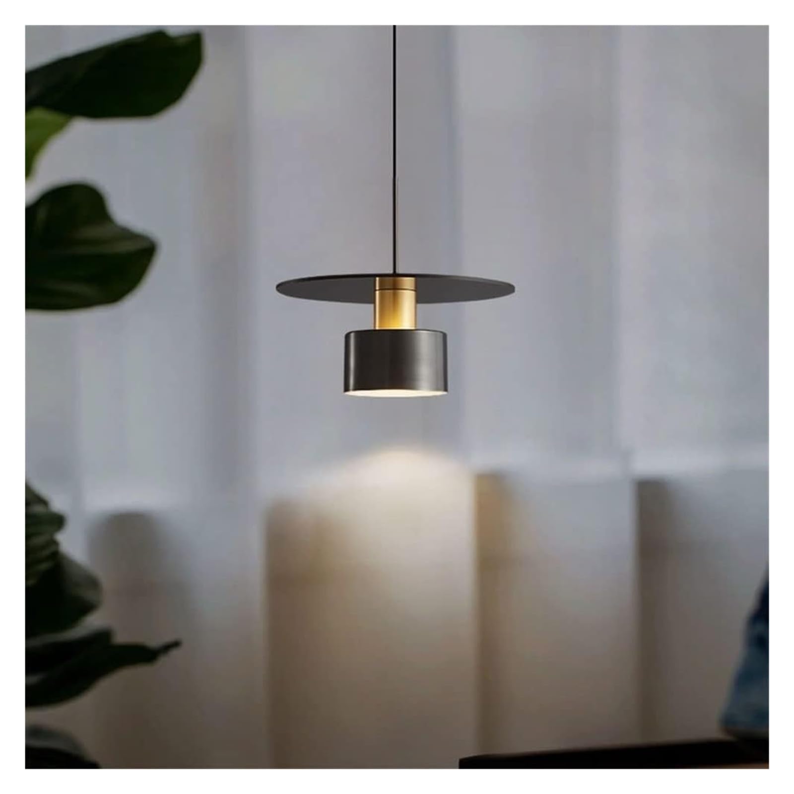 Lámpara Colgante De Cobre, Moderna Y Sencilla, con Led, para Sala De Estar Y Comedor, Pantalla Negra, Lámpara De Techo.,White-35cm