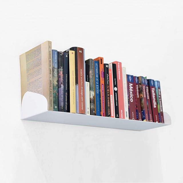MILUKA Floating Shelves White 60 cm | Book Shelf Wall Mounted | Metal Shelves for Wall, Bookcase, Kitchen Shelves, Bathroom Shelf and Shelves for Bedroom in Home Decor | 1 ud Floating Shelf White