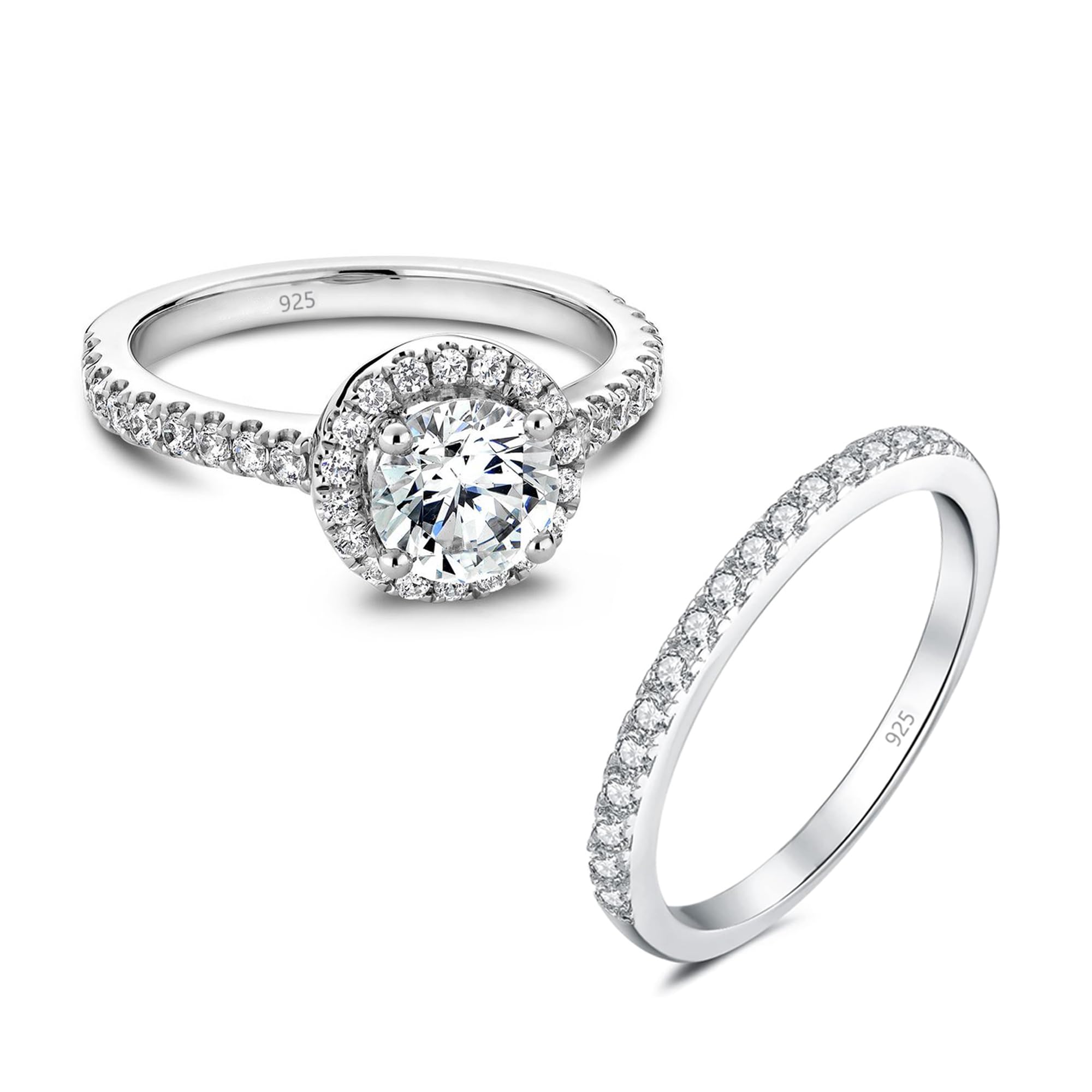 LeCalla 925 Sterling Silver BIS Hallmarked CZ Rings for Women Rhodium-Plated Bridal Rings Sets Cubic Zirconia 925 Engagements Ring Wedding Bands for Girls Promise Rings for her (Ring Size - 7 No.) (B0CY5DN2WM) Amazon Price History, Amazon Price Tracker
