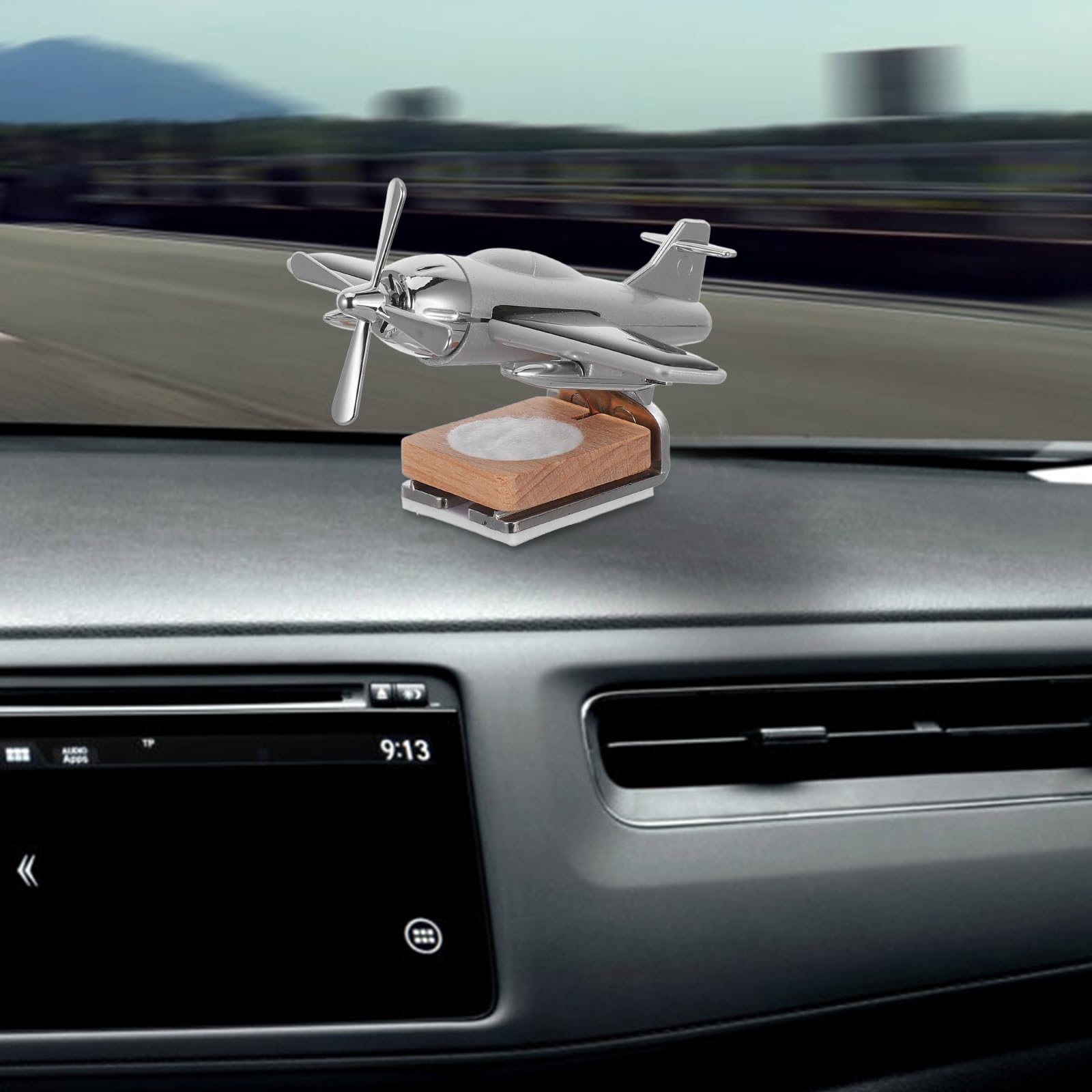 Homoyoyo Auto Ätherischen Öl Diffusor Solar Flugzeug Auto Diffusor Holzbasis Duft Aromatherapie Schreibtisch Ornamente für Büro nach Hause Weihnachten Neujahr (Ohne