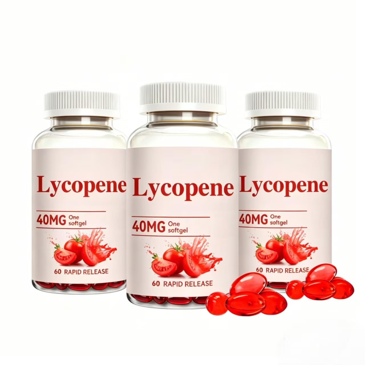 Licopene 40 mg, estratto di pomodoro, supporto antiossidante quotidiano per uomo, 60 conteggi,3PCS