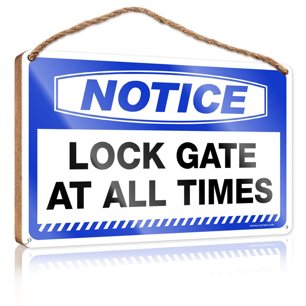 Dtha One Color Wood For Crafts Signs Notice Lock Gate At All Times Wooden Sign Wood Signs For Home Decor Outdoor Hanging Sign(15X28cm)