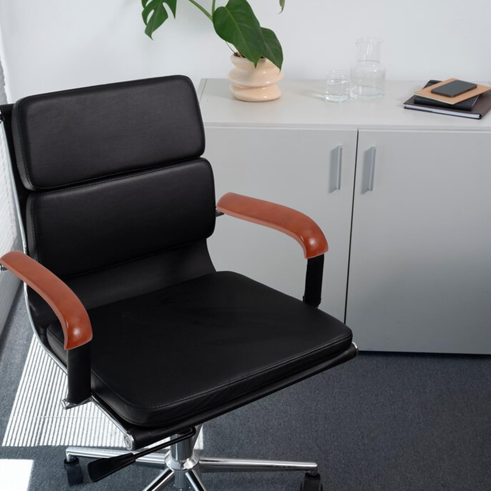 Almohadillas para Reposabrazos de Silla de Madera Maciza, Piezas de Repuesto Ajustables para Sillas de Oficina y Escritorios, Diseño Ergonómico para Comodidad
