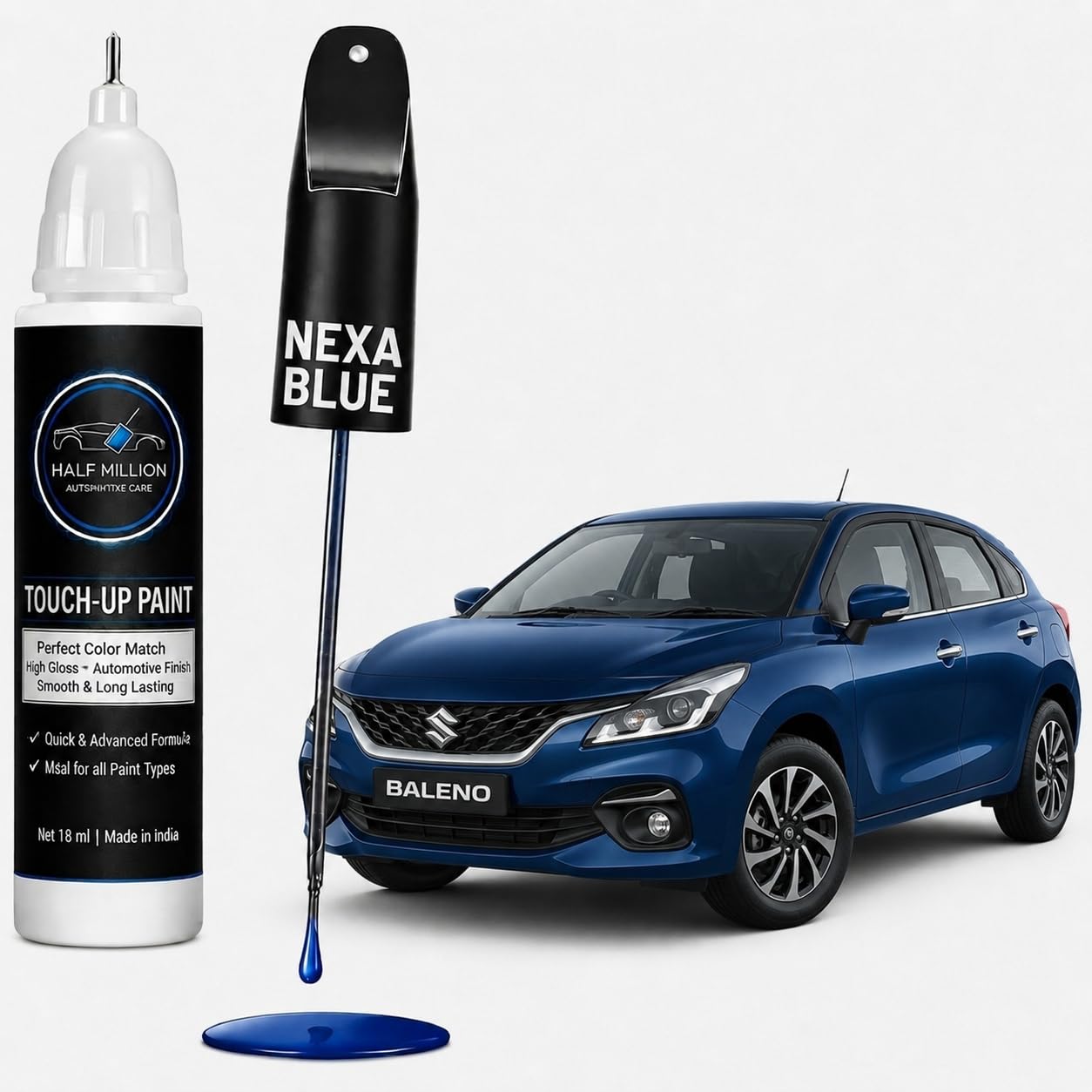 Half Million® Touch Up Paint for Maruti Suzuki BALENO NEXA BLUE | 18ml Car Scratch Repair Paint Pen | Factory Color Match | Quick Dry | High Gloss Finish | DIY Paint Chip & Scratch Remover-image-42