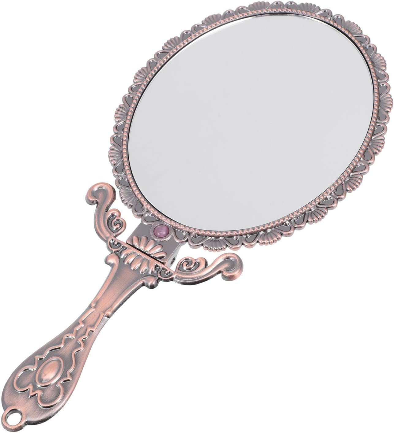 Hemobllo Foldable Rose Handheld Vanity Mirror Large Zinc Alloy Makeup Mirror Single-Sided for Travel and Personal Care