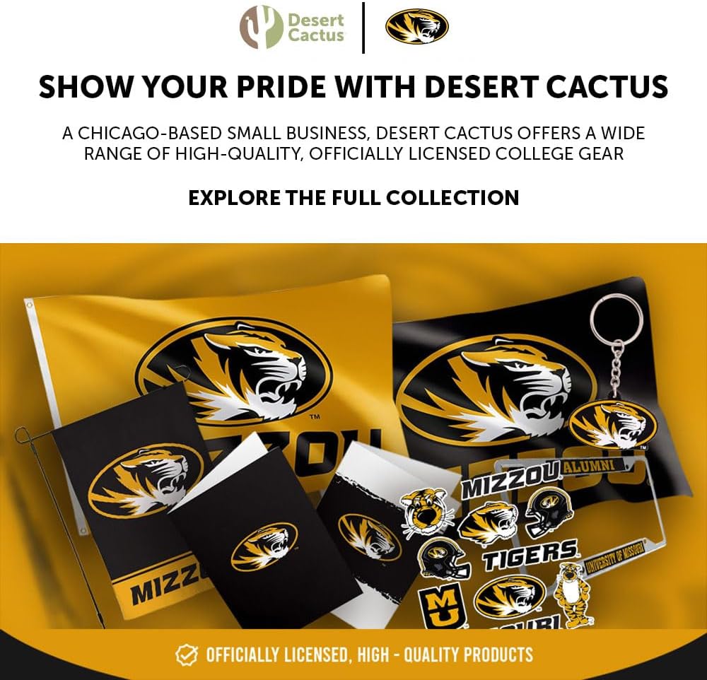 Desert Cactus University of Missouri Baseball Hat Mizzou Tigers Brimmed Embroidered Hats Cap Adjustable Cloth Strap Adult (Style G1) Black