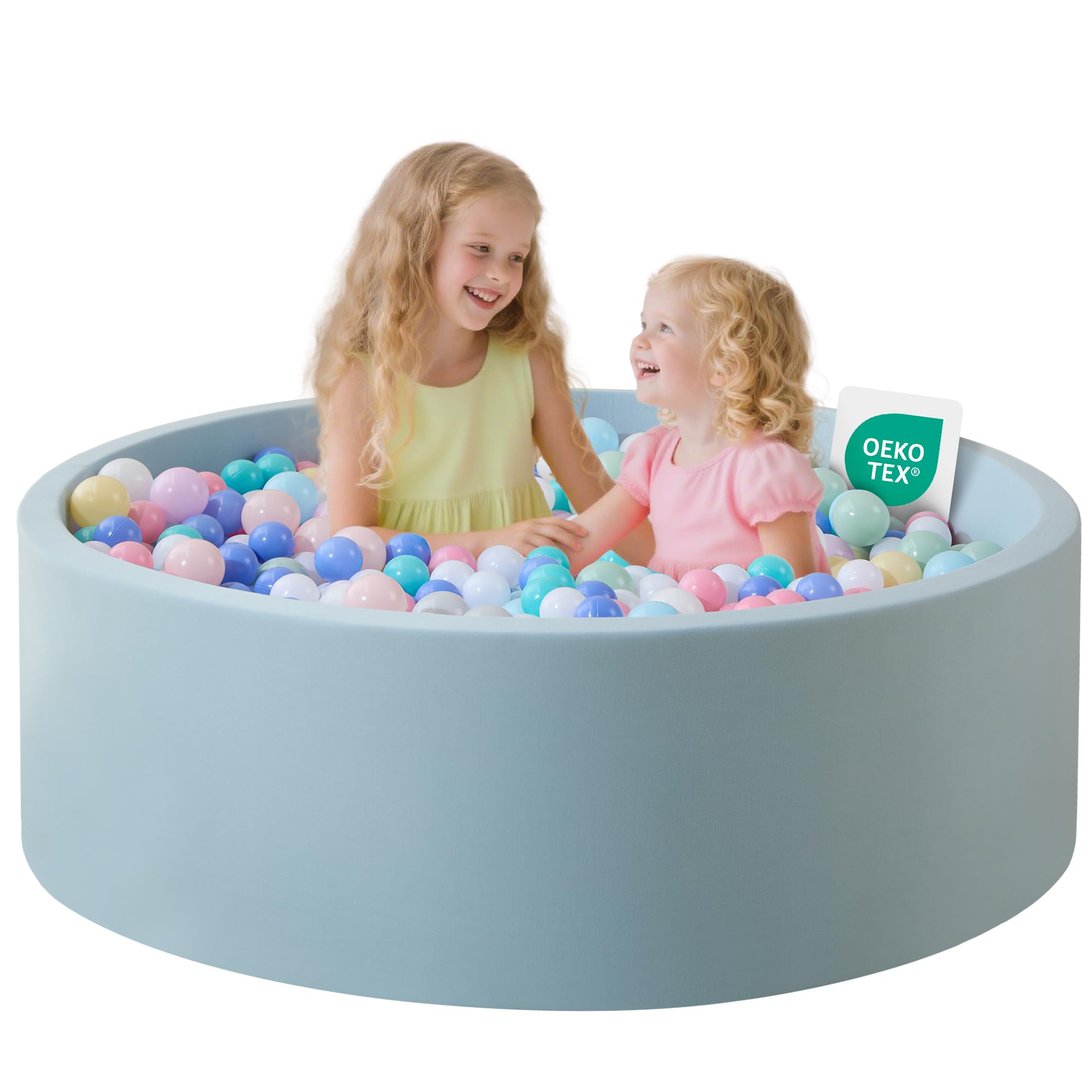 Ball Pit for Toddlers Baby Ball Pits Soft Memory Foam Ball Pits Round Kids Ball Pit Indoor Game Play Ball Pool 35.4''x11.8'' (Lightblue, NO Balls)