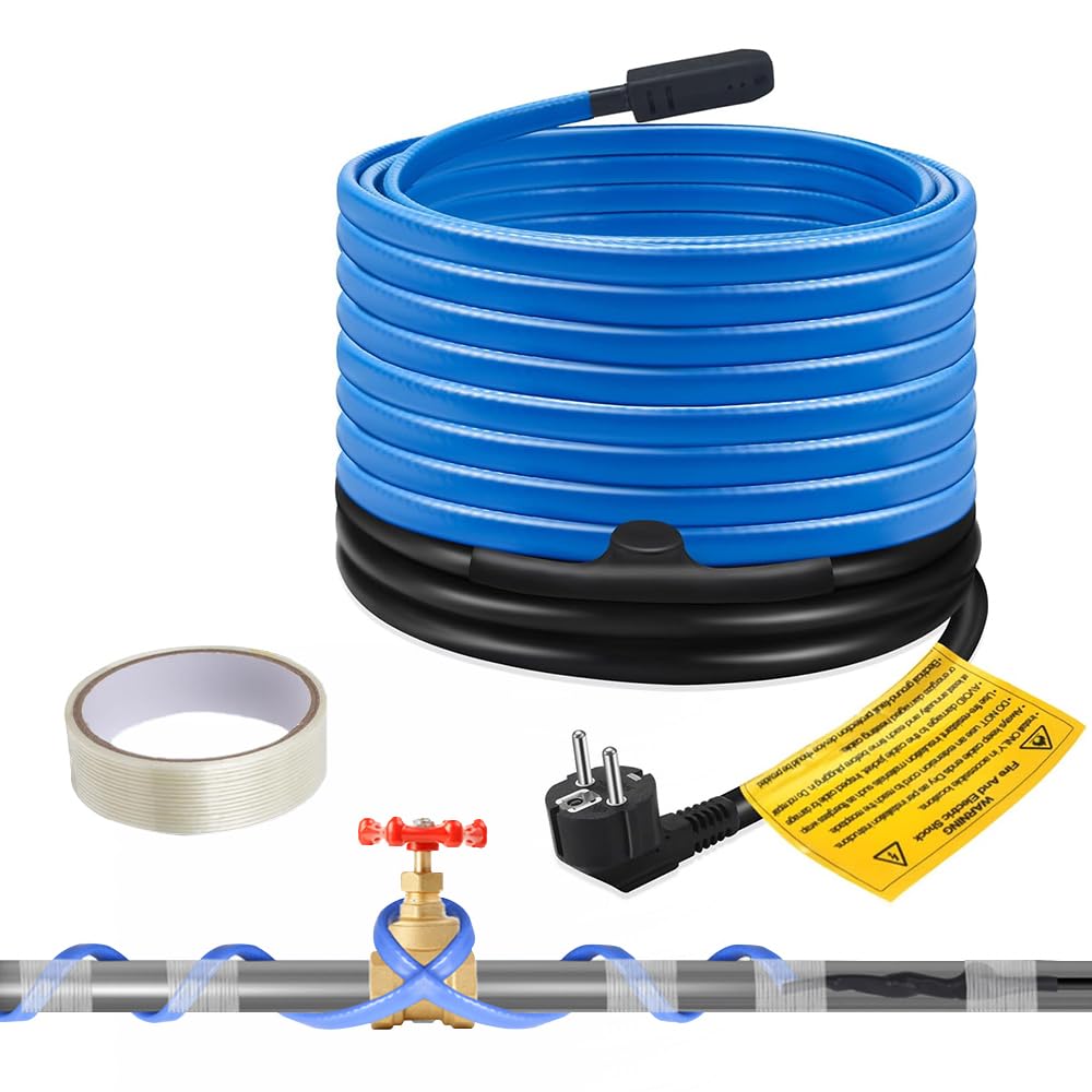 8M Cavo Riscaldante Antigelo, Cavo Riscaldante 230V, 25 W/M Cavo Riscaldante Con Termostato, Cavo Riscaldante Autoregolante, Cavo Di Riscaldamento Impermeabile Per Tubazioni