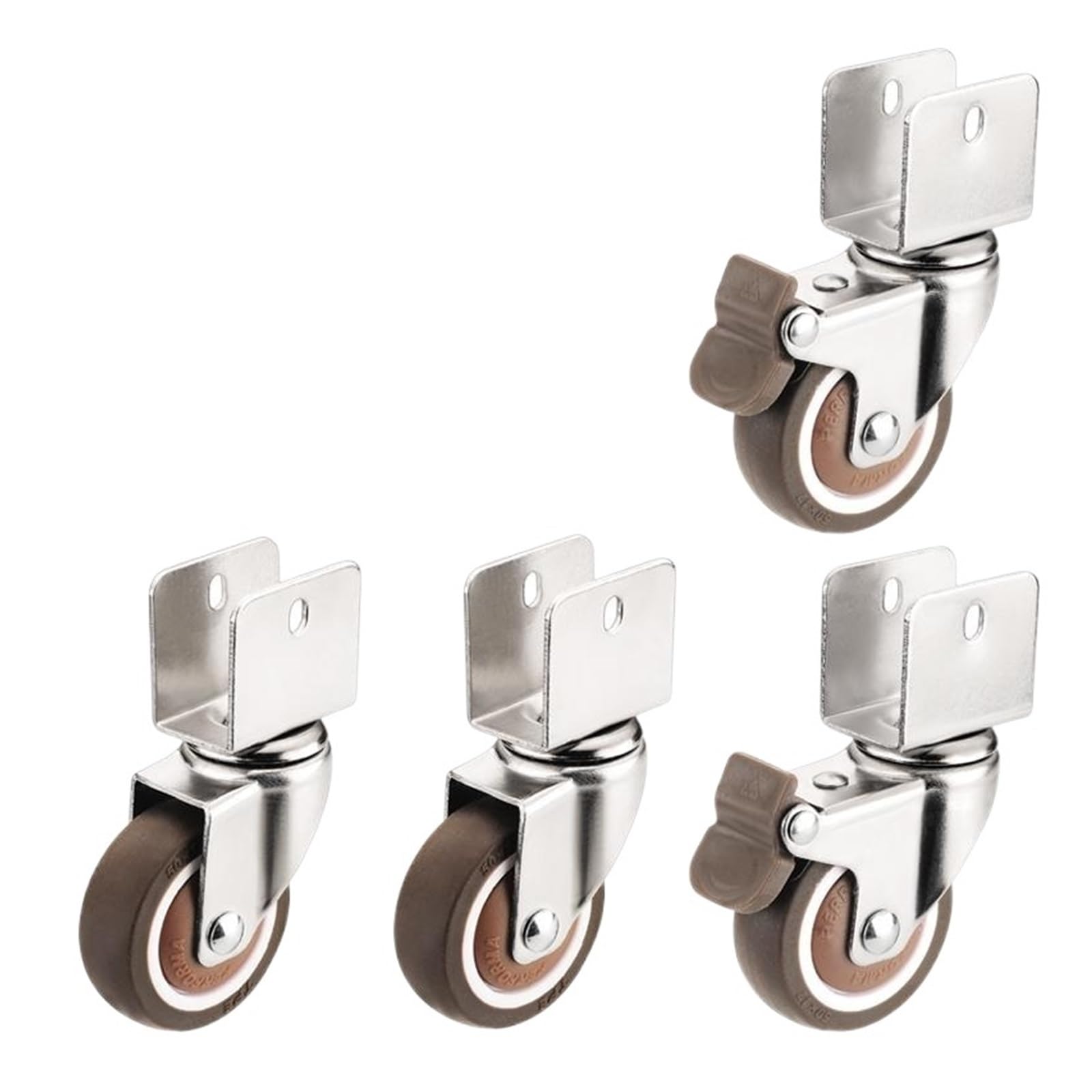 MXXDMOPD Silent 2-inch U-Shaped Plywood Soft Rubber Furniture Bed Universal Caster Pulley Accessories(18mm-B)