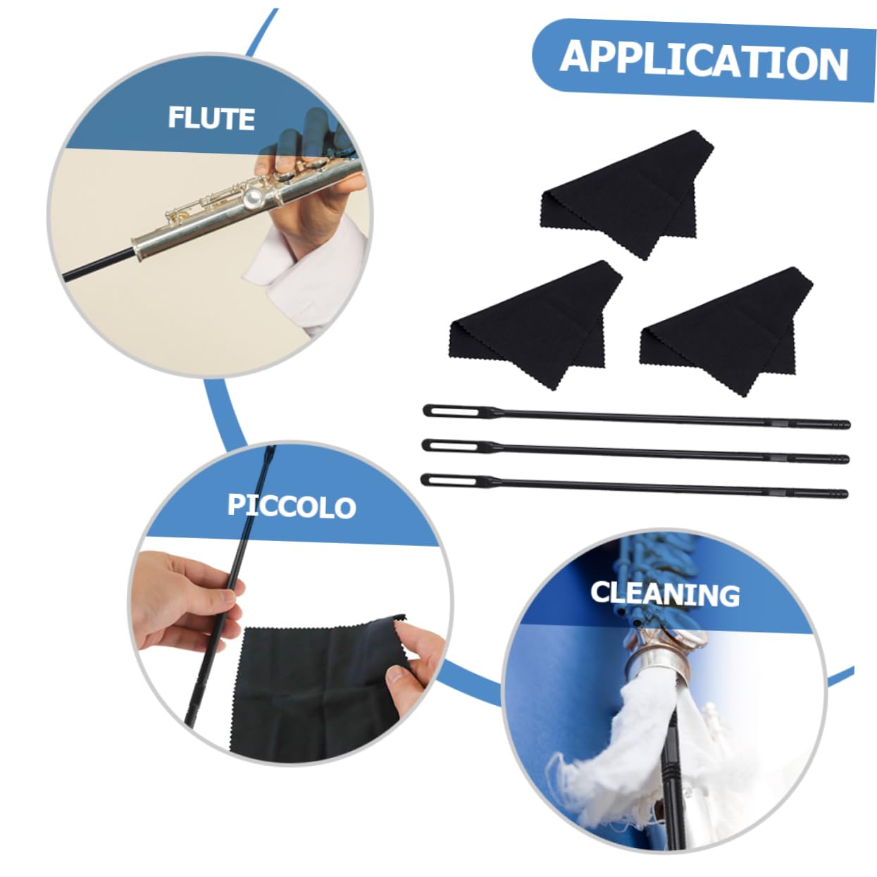 Mikinona Flute Cleaning Supplies: Flute Clean Cloth Cleaning Rod Flute Care Kit