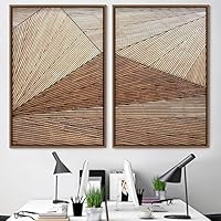 2 Piece Framed Canvas Wall Art Solid Structures Canvas Prints Home Artwork Decoration for Living Room,Bedroom - 16