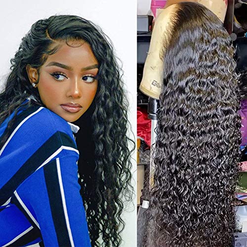 Reaktack Water Wave Lace Front Wigs Human Hair 13X4 Brazilian Wet and Wavy Virgin Human Hair Lace Frontal Wigs Pre Plucked with Baby Hair(28 Inch)