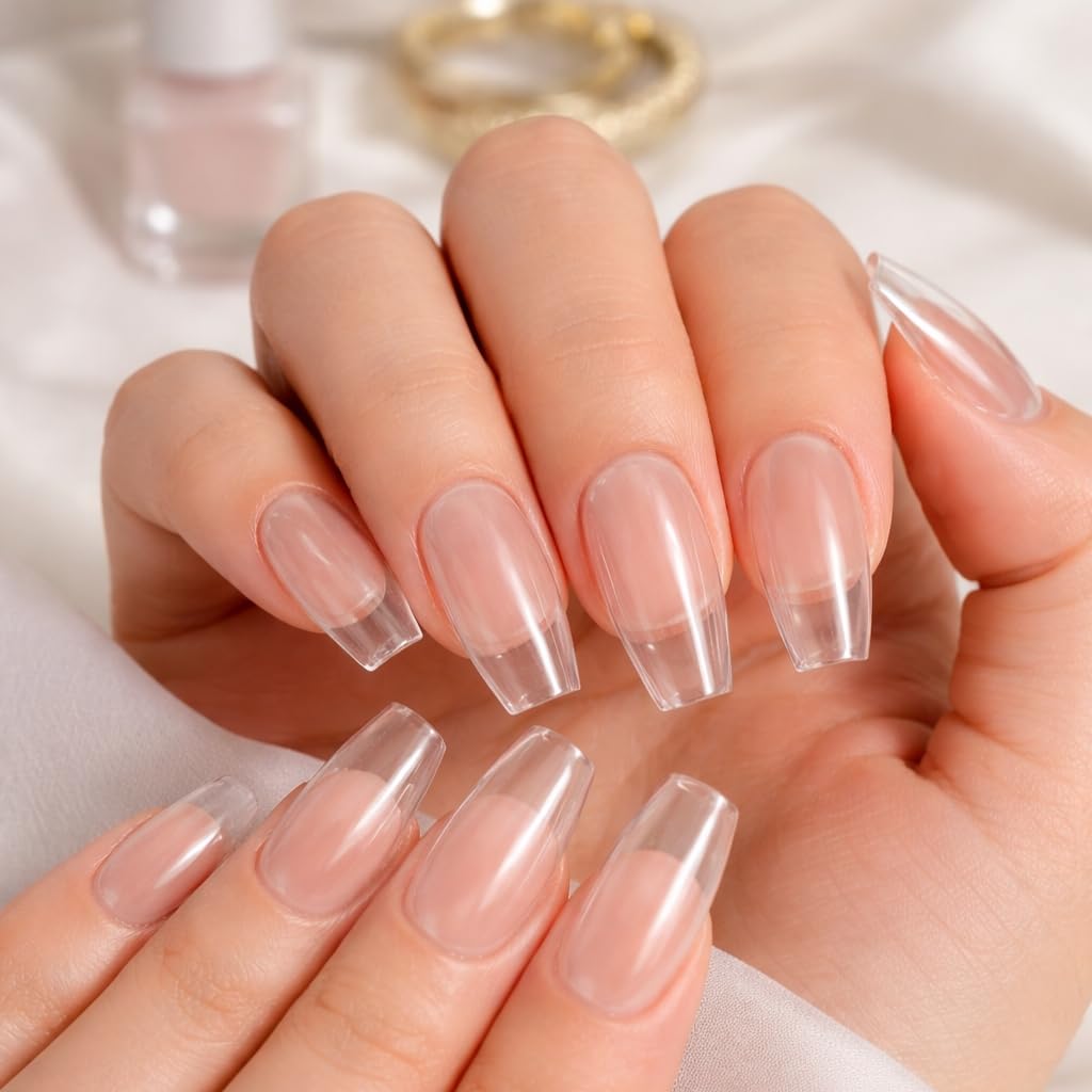 Buy Kriplonn Clear Coffin Press On Nails 24 PCS | Medium Ballerina