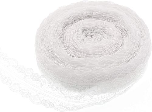 ATRBB Cinta de encaje blanco de 25 yardas para costura, envoltura de regalos y decoraciones de boda nupcial (estilo 1)