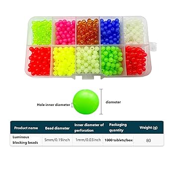 RiToEasysports 400pcs Luminous Fishing Beads Round Shaped Fishing Beads