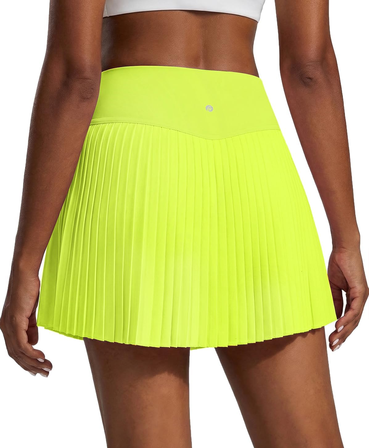 PINSPARK 15" High Waist Pleated Tennis Skirts for Women with Shorts Mini Athletic Workout Golf Skort Skirts with Pockets
