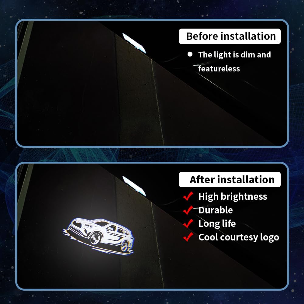 2 PCS LED Car Door Logo Lights Compatible for for Highlander 2020-present Courtesy Projector Laser Welcome Light Puddle Lamp Car Accessories (Side, for Highlander 2020-present)