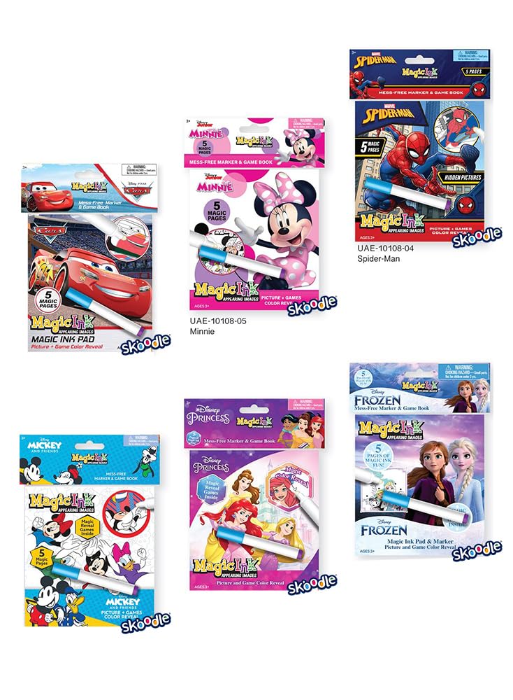 SKOODLEDisney Imagine Ink Magic Ink Picture Coloring Activity Books with Mess Free Marker Early Educational Painting Toys for Kids 3-6 years
