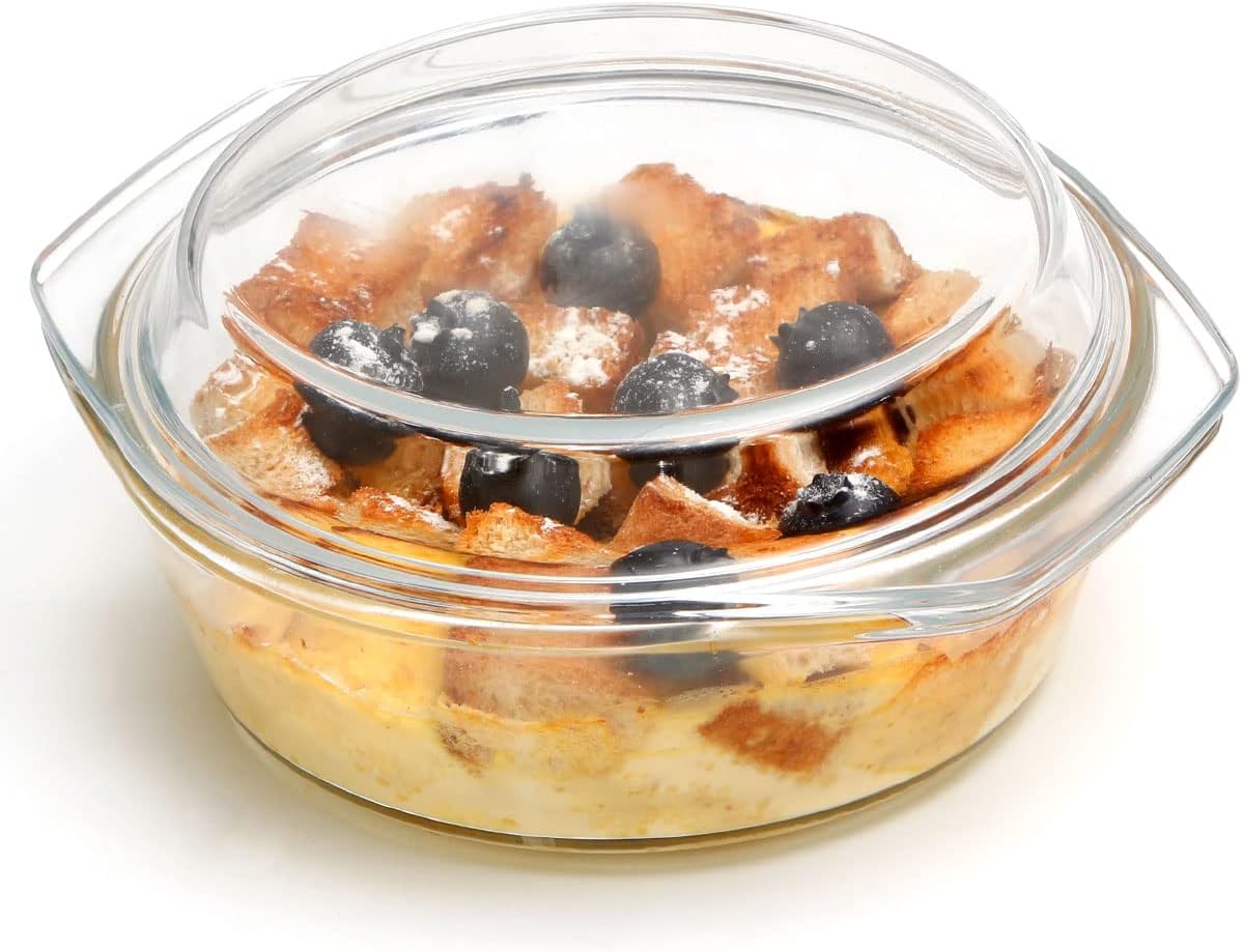 Clear Round Glass Casserole | Small Oven Safe Casserole Dish, 0.65 L