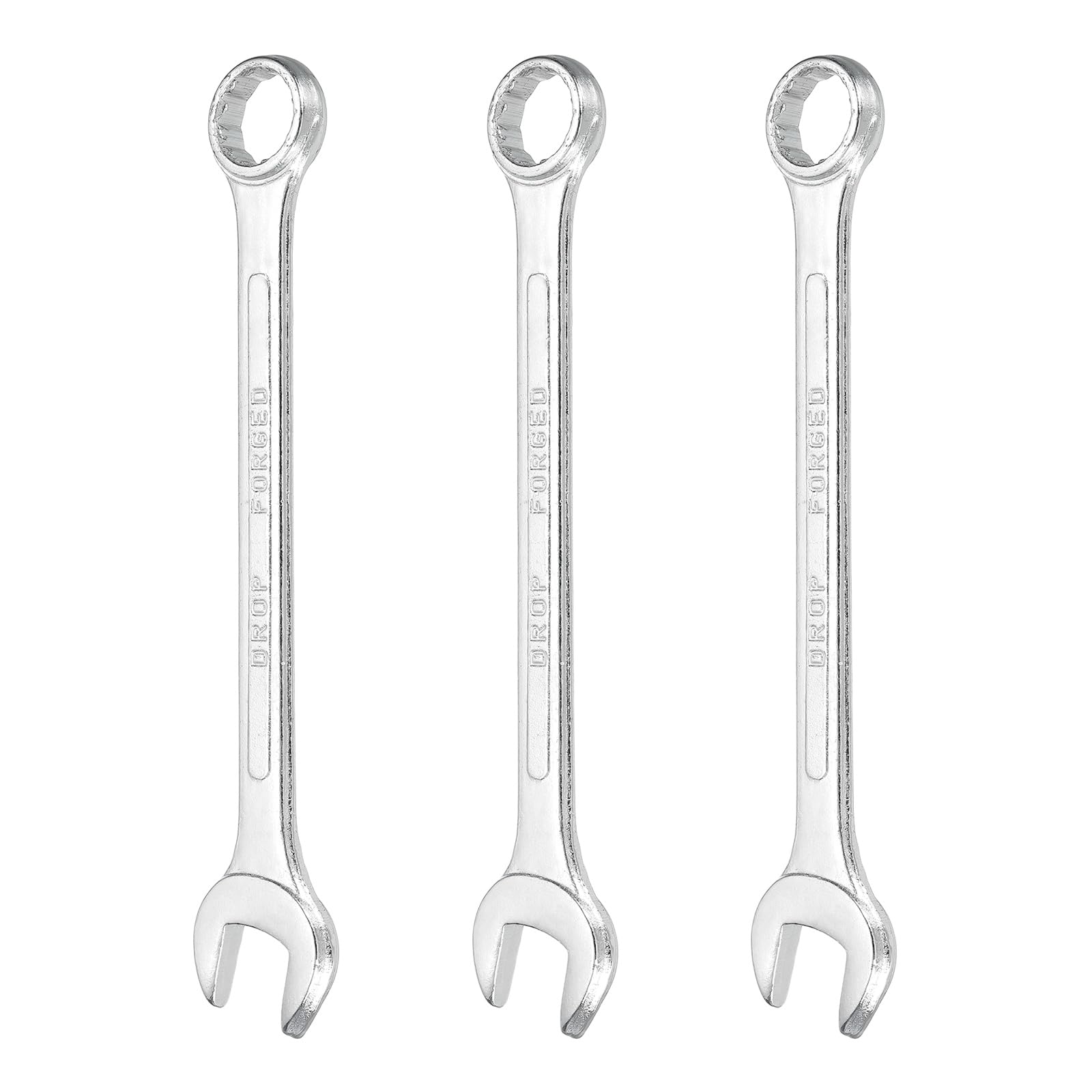 sourcing map 3Pcs Combination Wrench 19mm Metric 12-Point Box and Open End Zinc Plated Steel Double Ended Spanner Tool for Automotive Pipe Furniture Machinery DIY Repair, Silver White