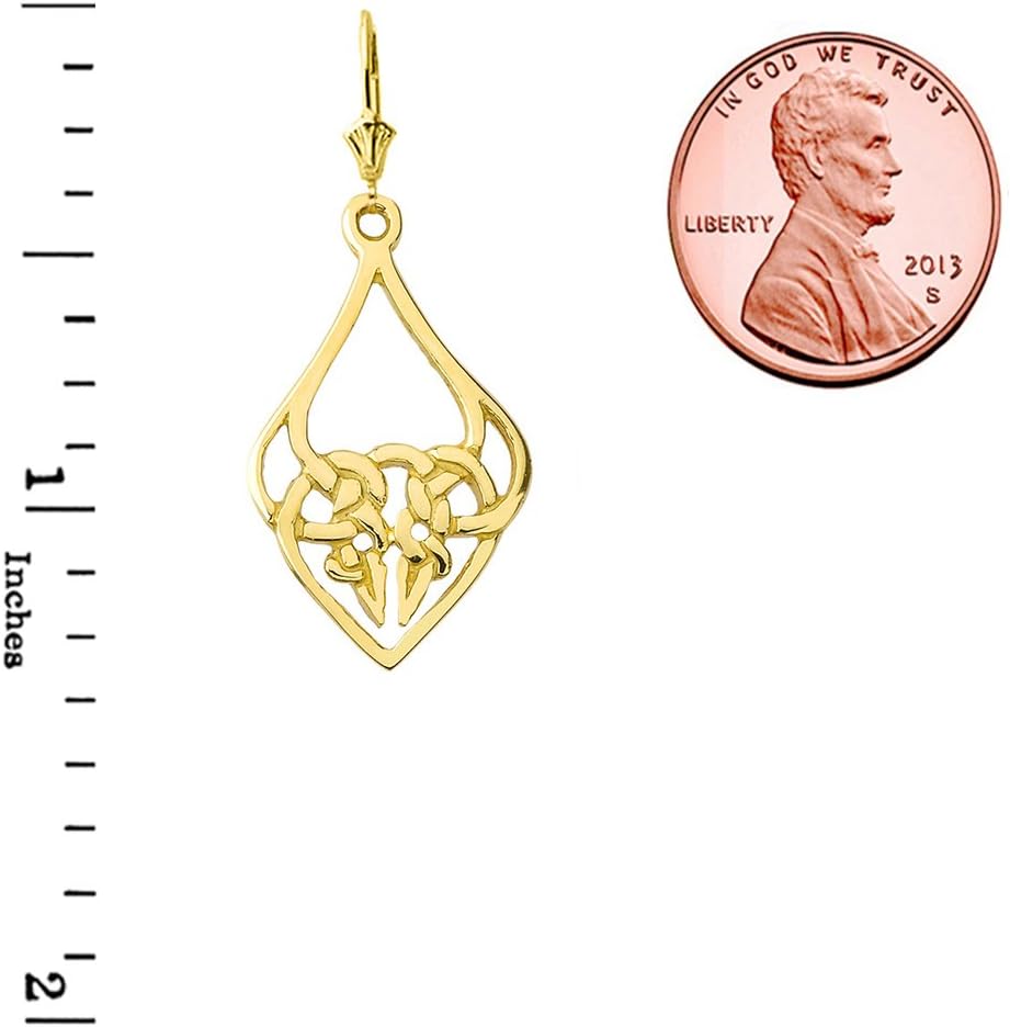 Fine 14K Yellow Gold Designer Celtic Knot Statement Earrings
