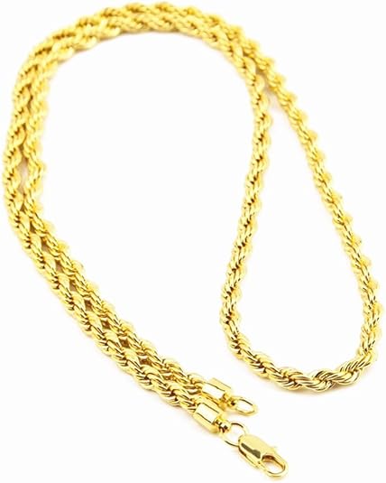 HsTYP Gold Chain Rope Necklace, Stunning Real 24K Overlay High End