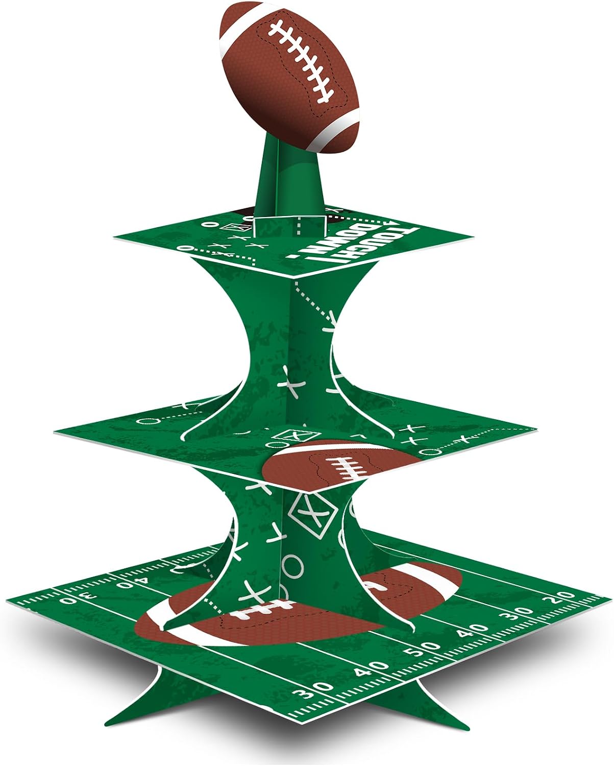 FRIDAY NIGHT Super Football Bowl Party Cardboard Cupcake Stands 3 Tier Mini Cake Dessert Stand Reusable Birthday Baby Shower Sport Theme Supplies
