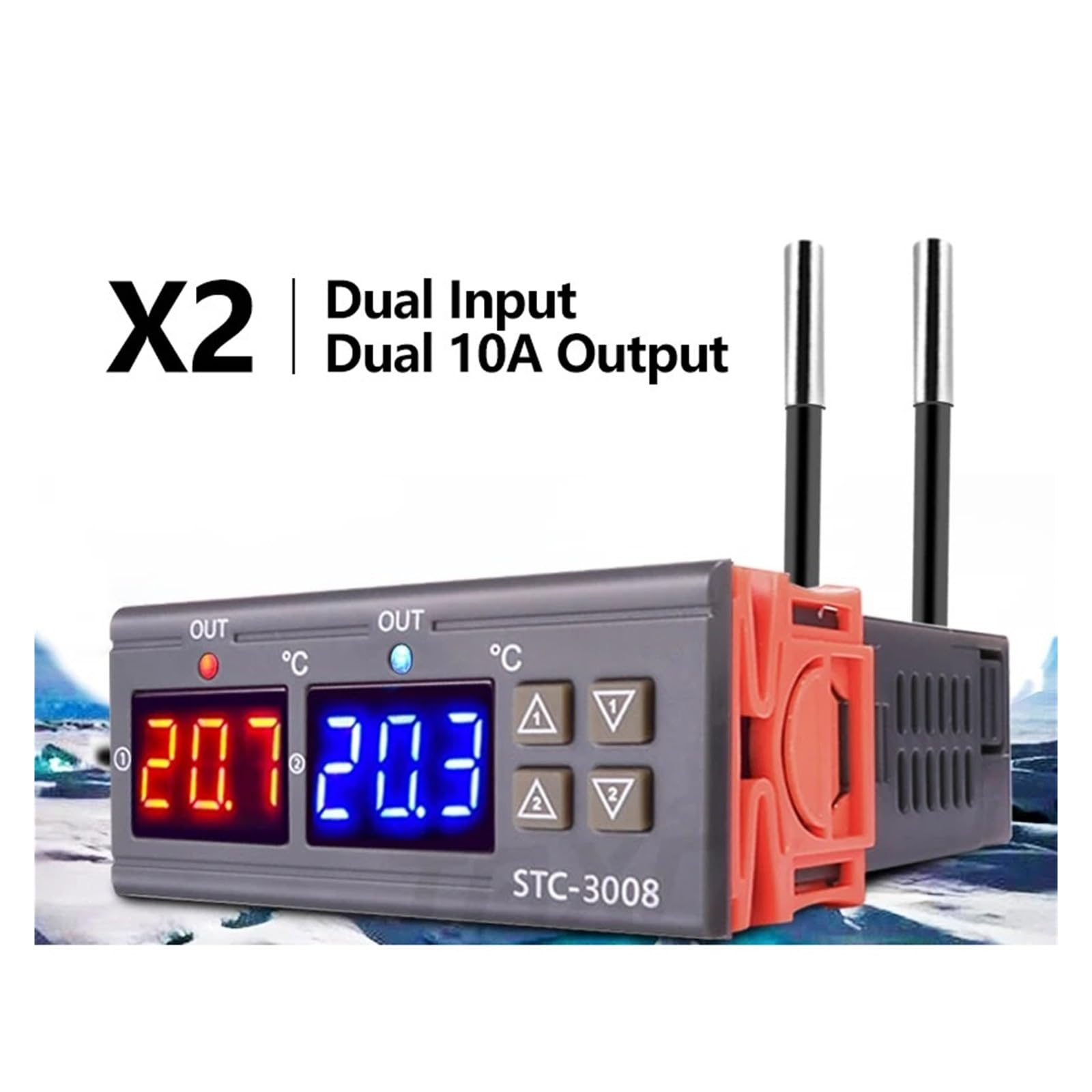 temperaturregler STC-3008 Dual Digital Thermostat Temperatur Controller Inkubator Zwei Relais Ausgang Temperaturregler Heizung Kühler 12V 24V 220V(12V)
