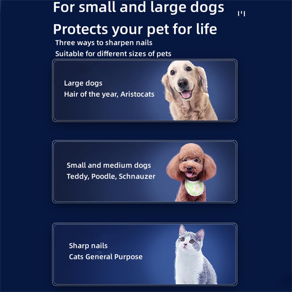 Cortaúñas para perros y gatos, placa de molinillo de uñas para perro, diseño de curva suave y tres maneras de dos velocidades ajustables para perros grandes, medianos, gatos, cuidado de uñas de