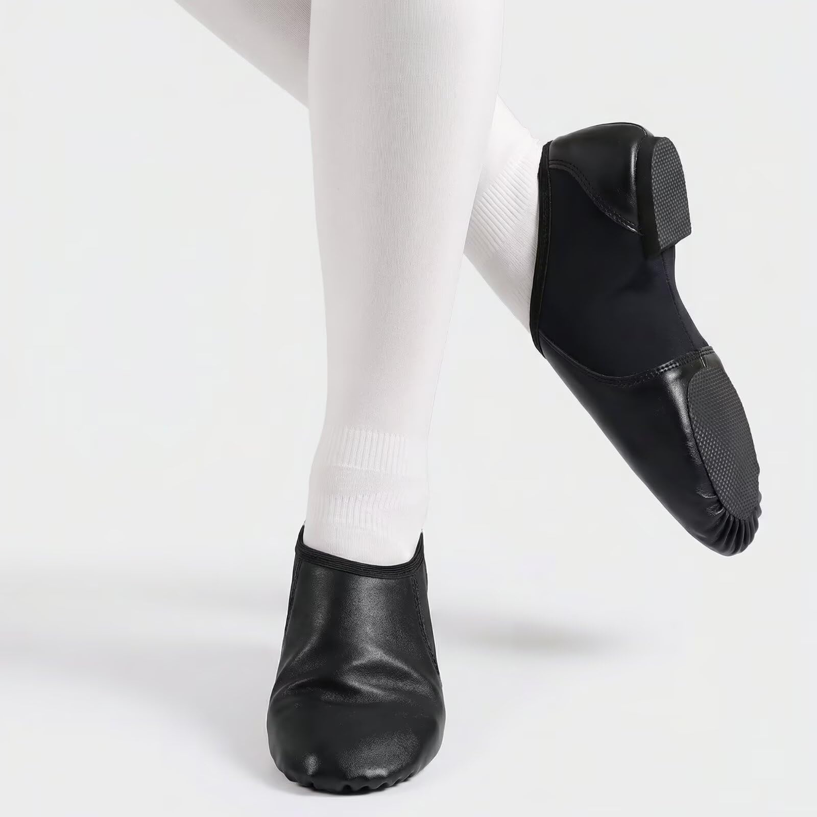 Chaussures de jazz à enfiler en polyuréthane avec semelle fendue pour adultes, hommes, grands enfants